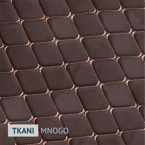 Фото материала 1961-8(арт.) Кожа искусственная - внешний вид, цвет коричневый, рисунок ромб, производитель Китай