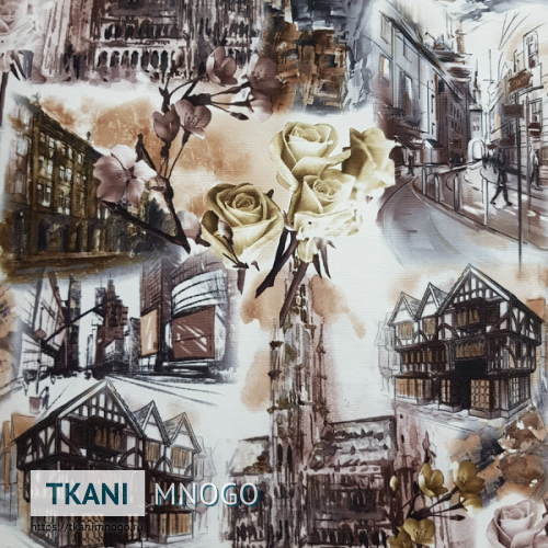 Фото рисунка микровелюра “Улица 3” город.